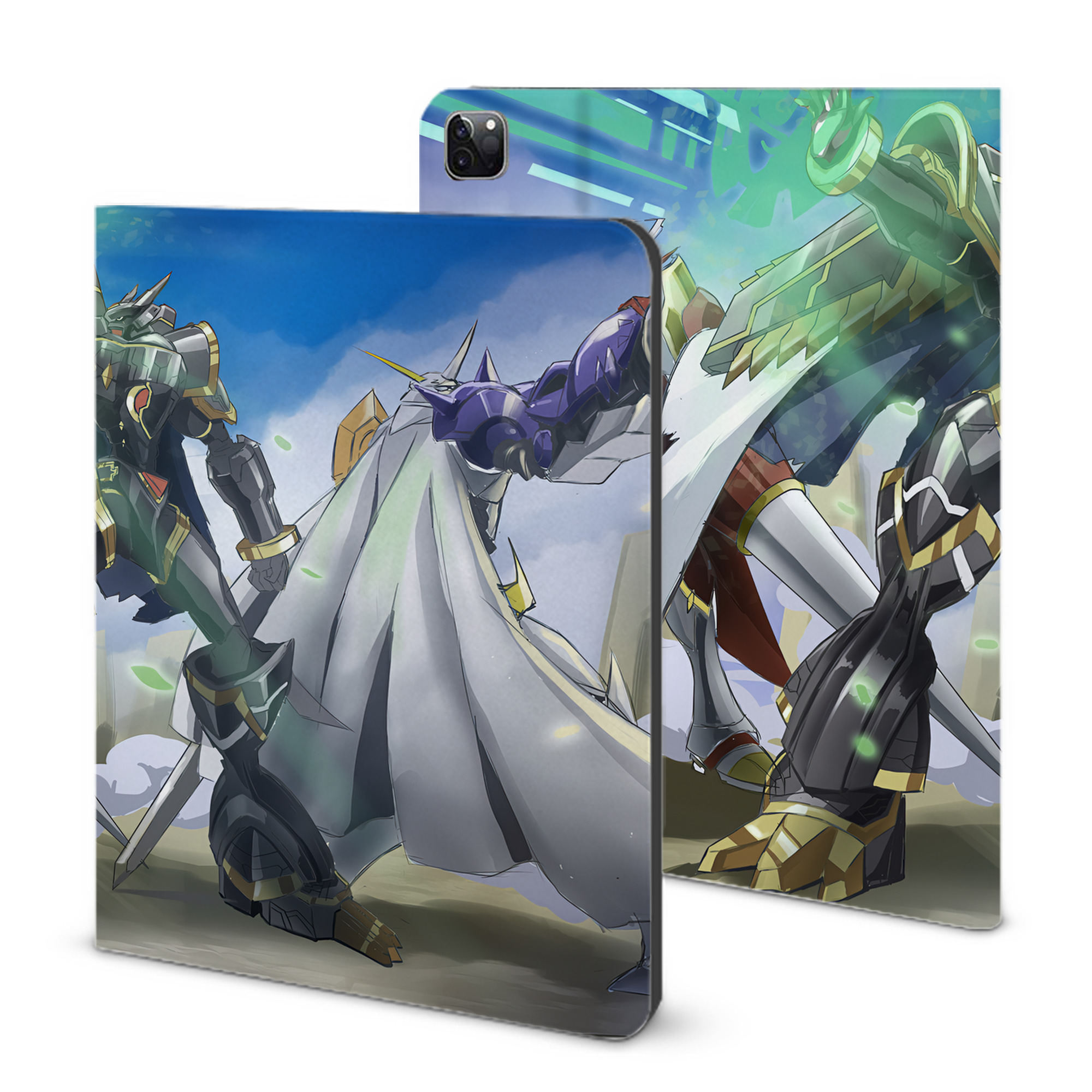 （画像用） Digimon デジタルモンスター/デジモン IPad ケース ブック型 PUレザー TPU 耐衝撃 軽量 薄型 ペン収納なし 全面保護 IPad 各モデル対応